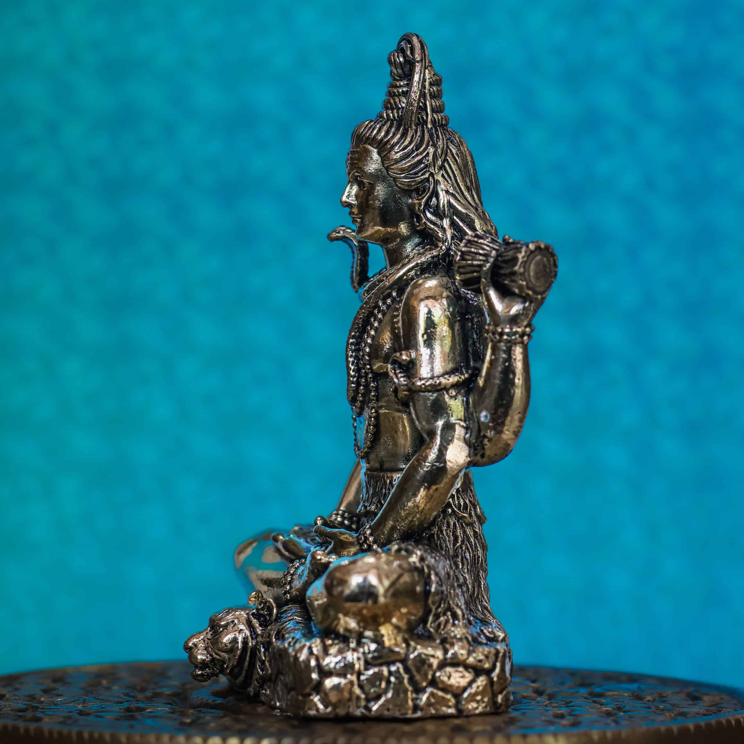 4″ Lord Shiva in Meditation with Trishul & Damaru | Super-Fine Handcrafted Brass