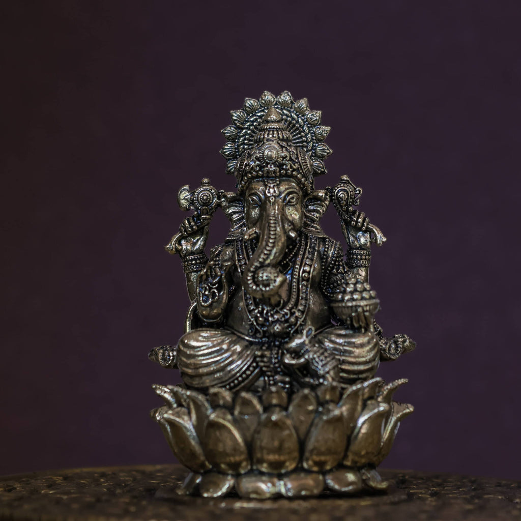 3″ Lotus Ganesha | Super-Fine Handcrafted Brass