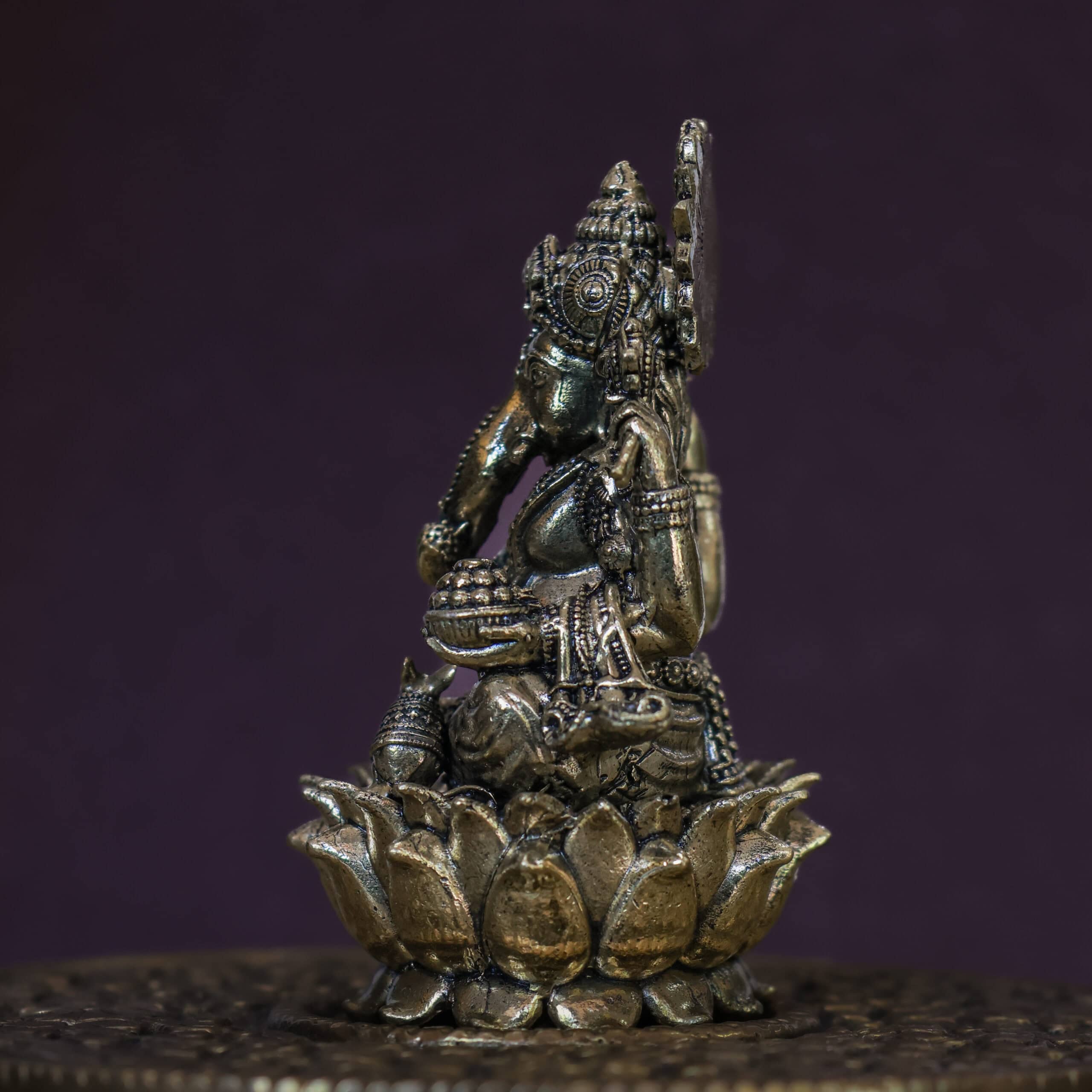 3″ Lotus Ganesha | Super-Fine Handcrafted Brass