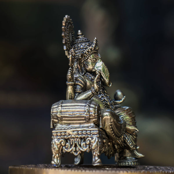 4″ Royal Sofa Ganesha | Super-Fine Handcrafted Brass dimensions
