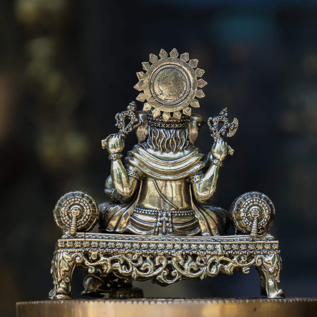 4″ Royal Sofa Ganesha | Super-Fine Handcrafted Brass
