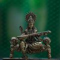 4″ Royal Sofa Saraswati with Veena | Super-Fine Handcrafted Brass