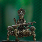4″ Royal Sofa Saraswati with Veena | Super-Fine Handcrafted Brass