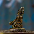 2.5″ Round-Base Saraswati with Veena | Super-Fine Handcrafted Brass