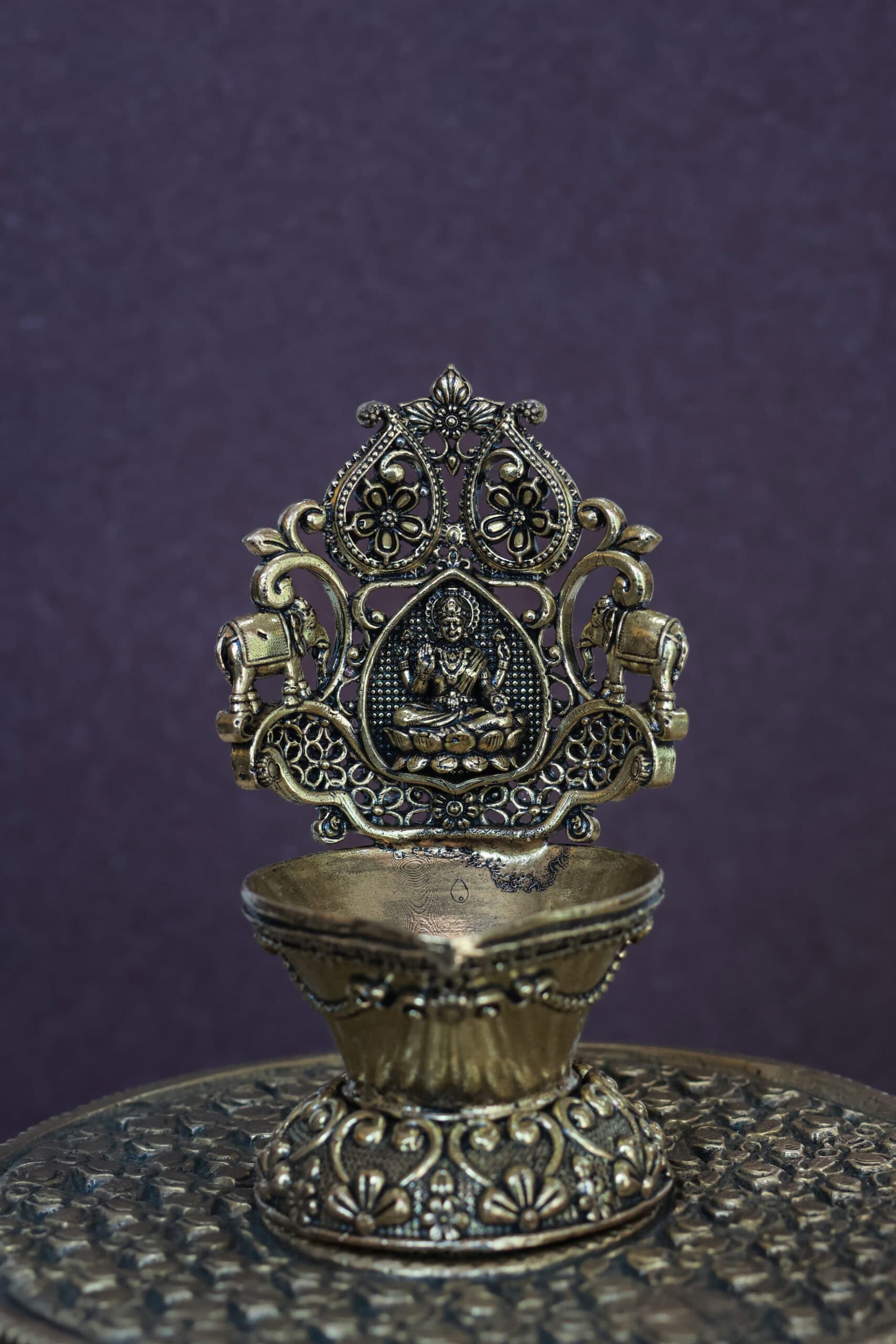 4″ Gajalakshmi Pooja Lamp | Super-Fine Handcrafted Brass