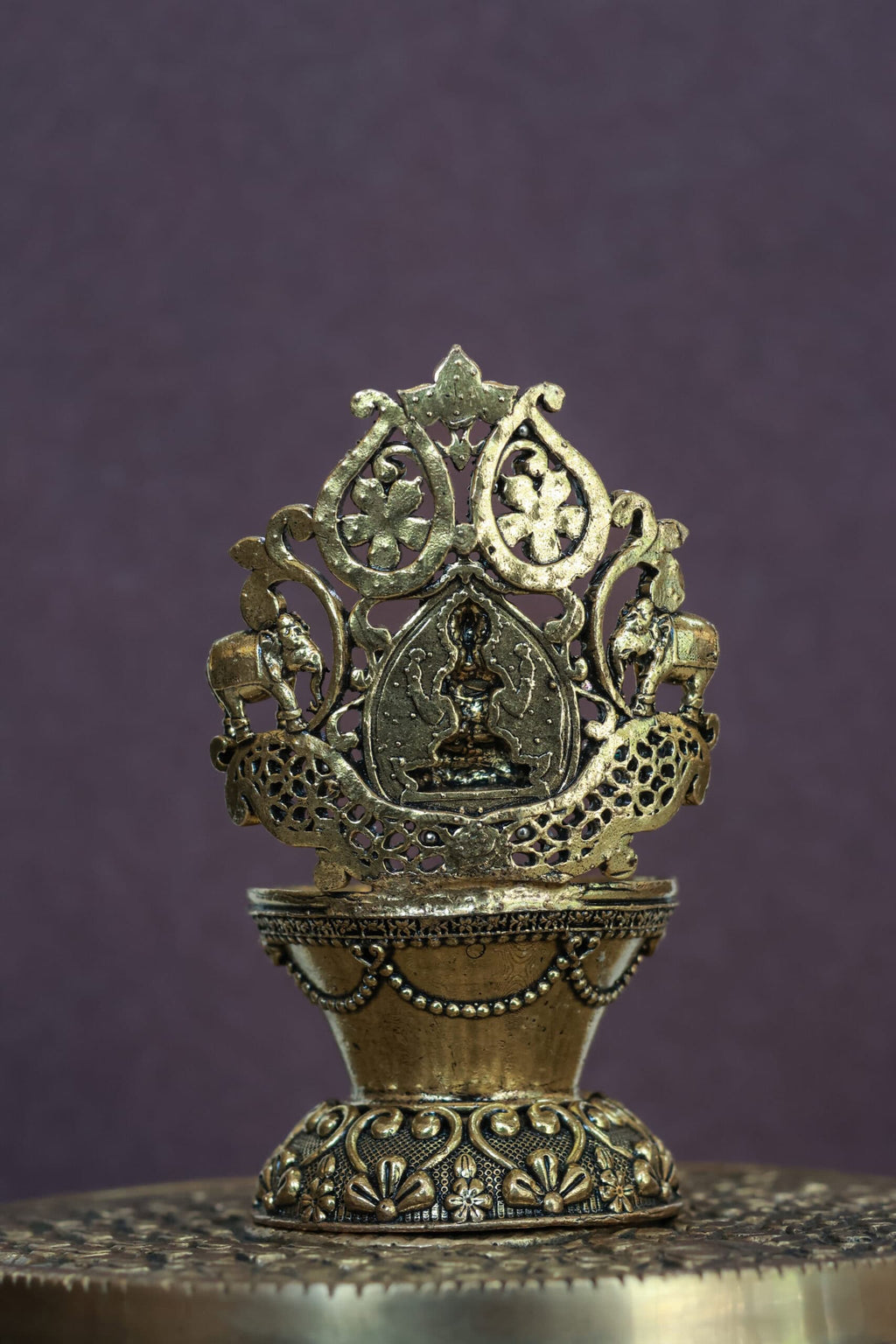 4″ Gajalakshmi Pooja Lamp | Super-Fine Handcrafted Brass