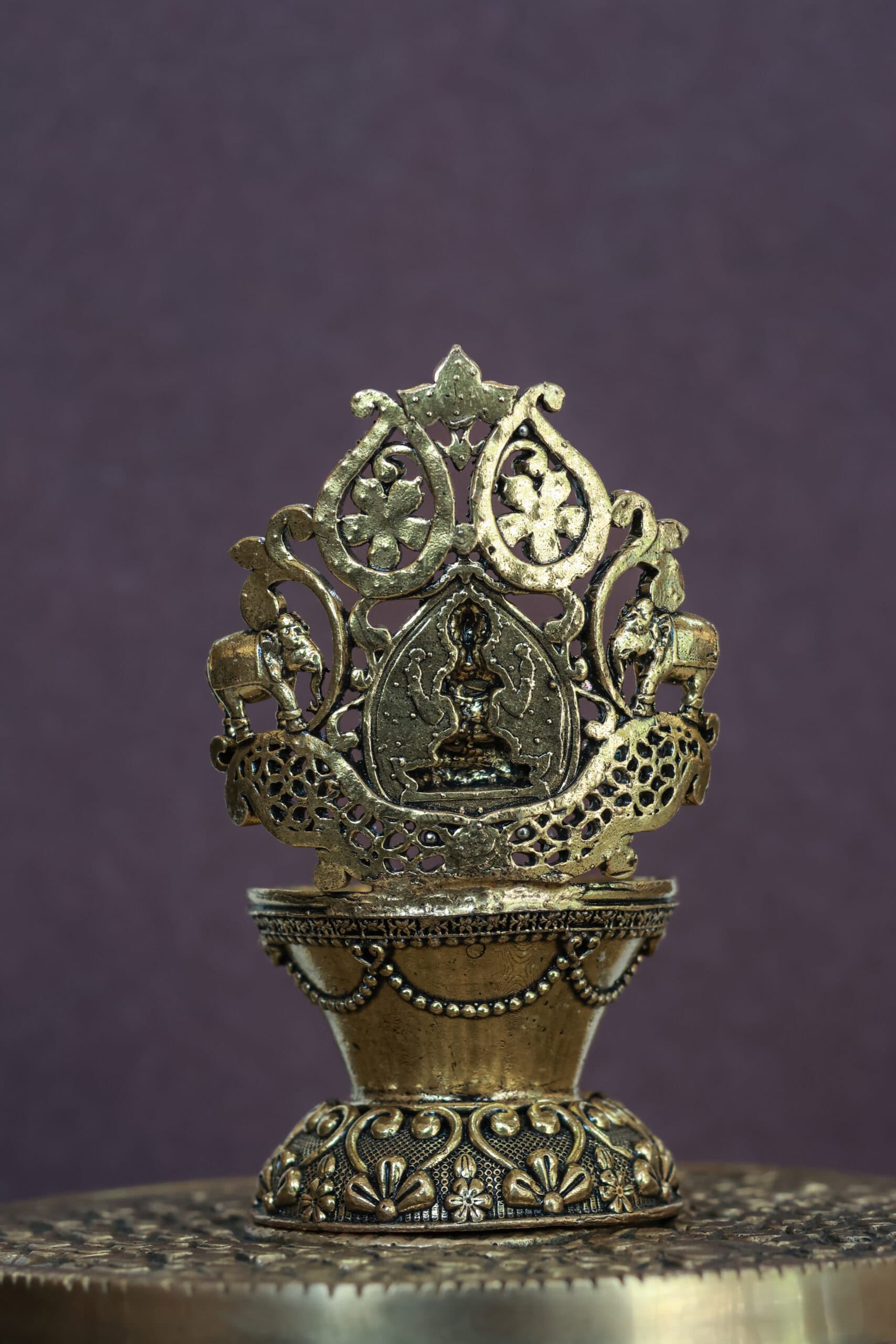 4″ Gajalakshmi Pooja Lamp | Super-Fine Handcrafted Brass