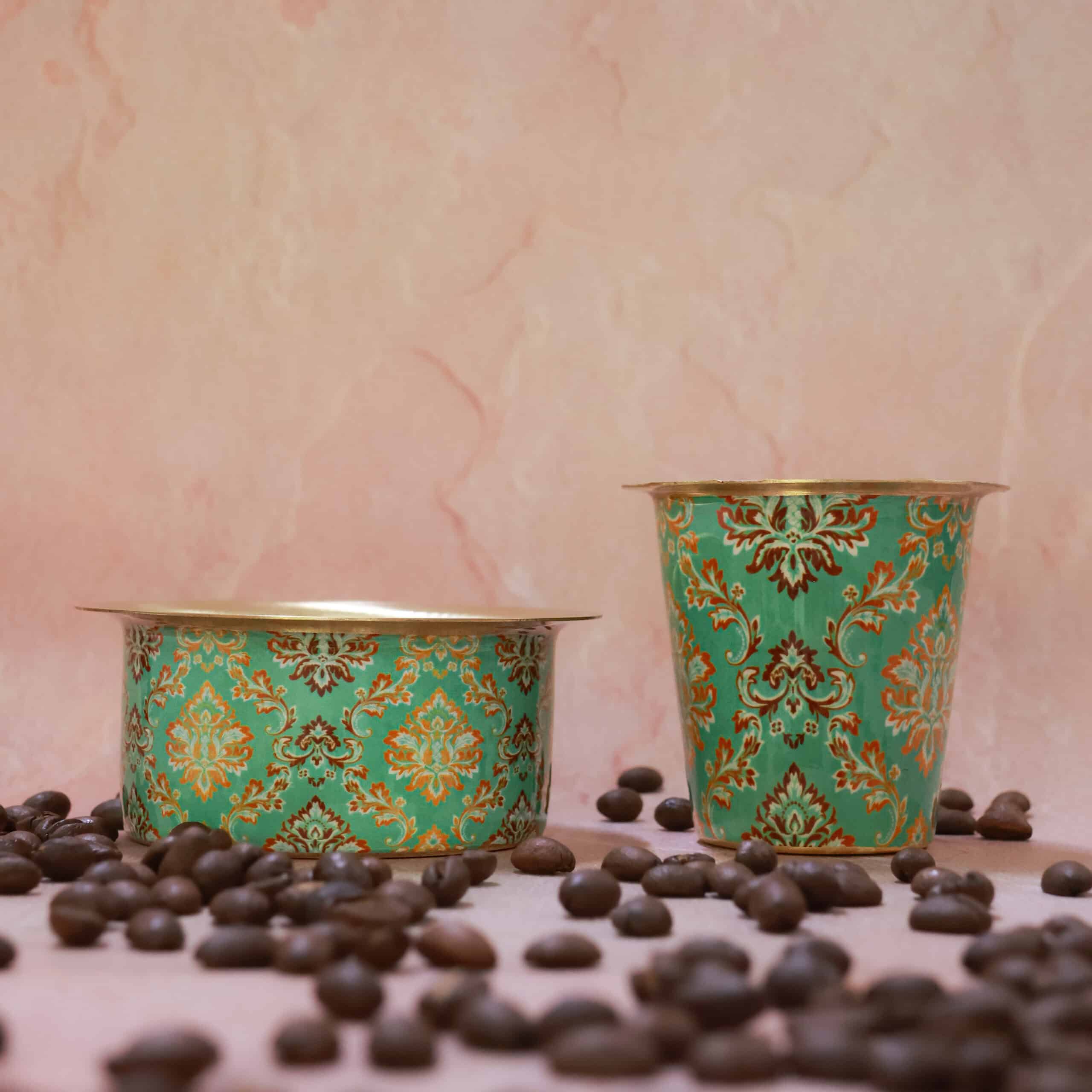 Royal Green Enamel Brass Dabara Set | Handcrafted Brass