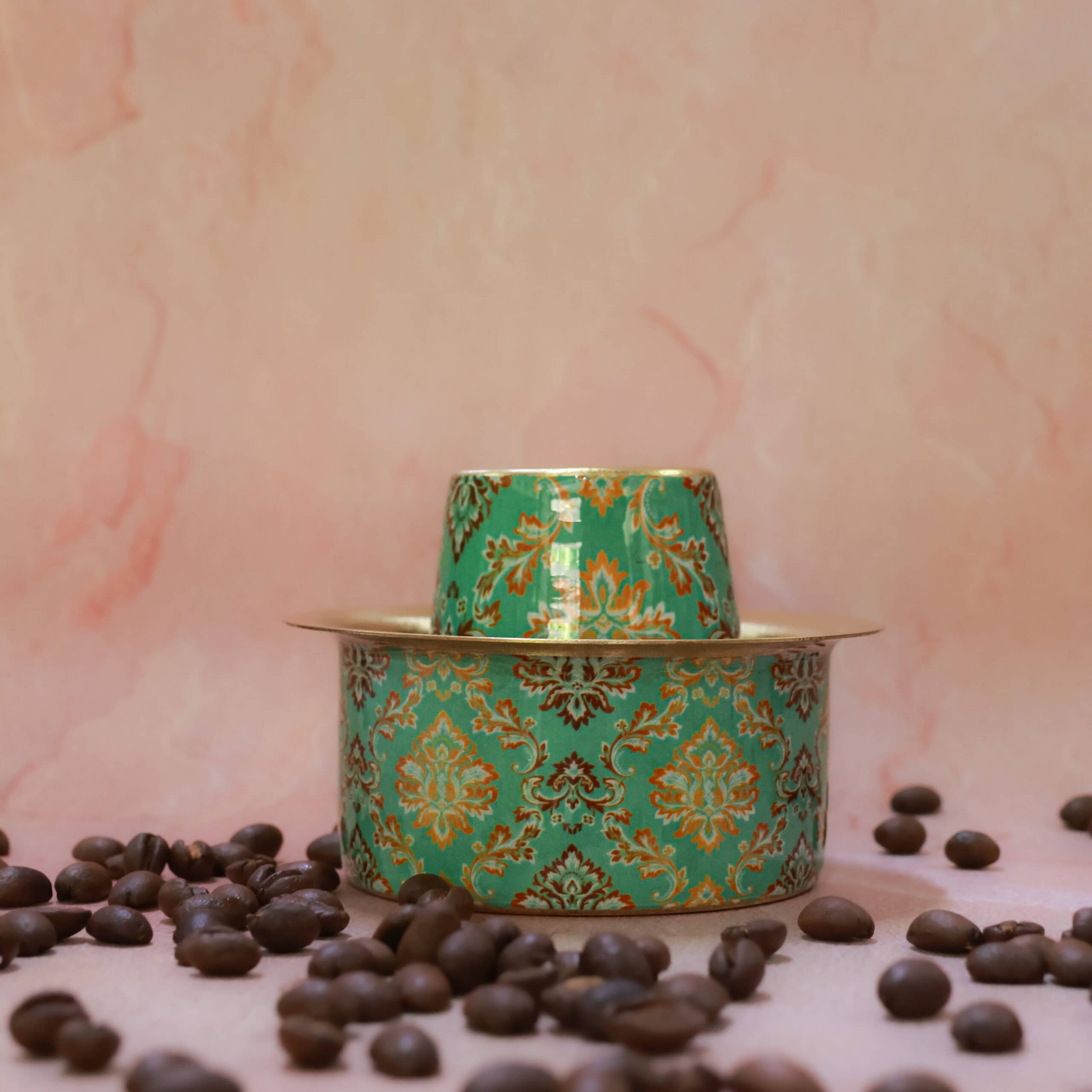 Royal Green Enamel Brass Dabara Set | Handcrafted Brass