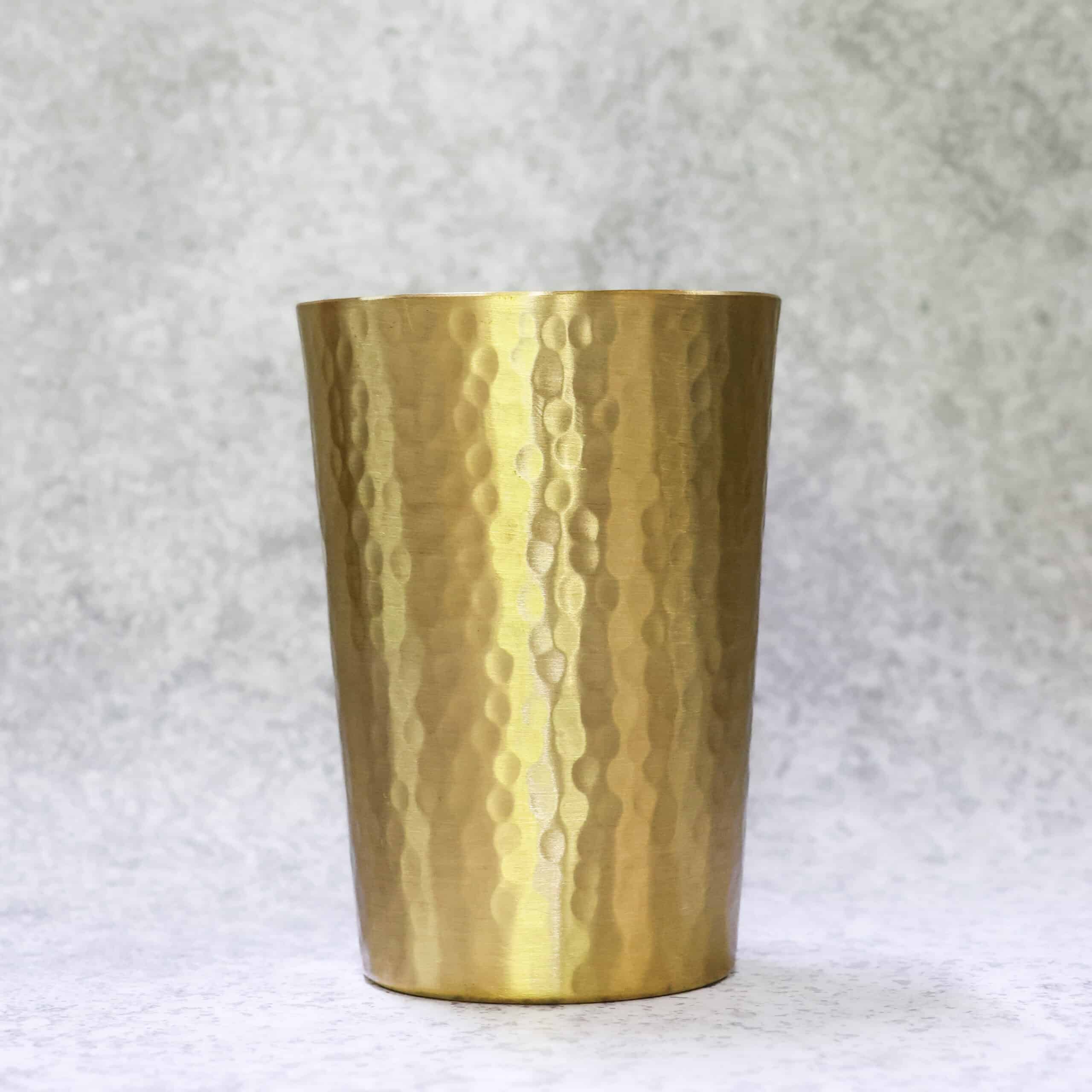4.5″ Hammered Brass Tumbler | Handcrafted Drinkware