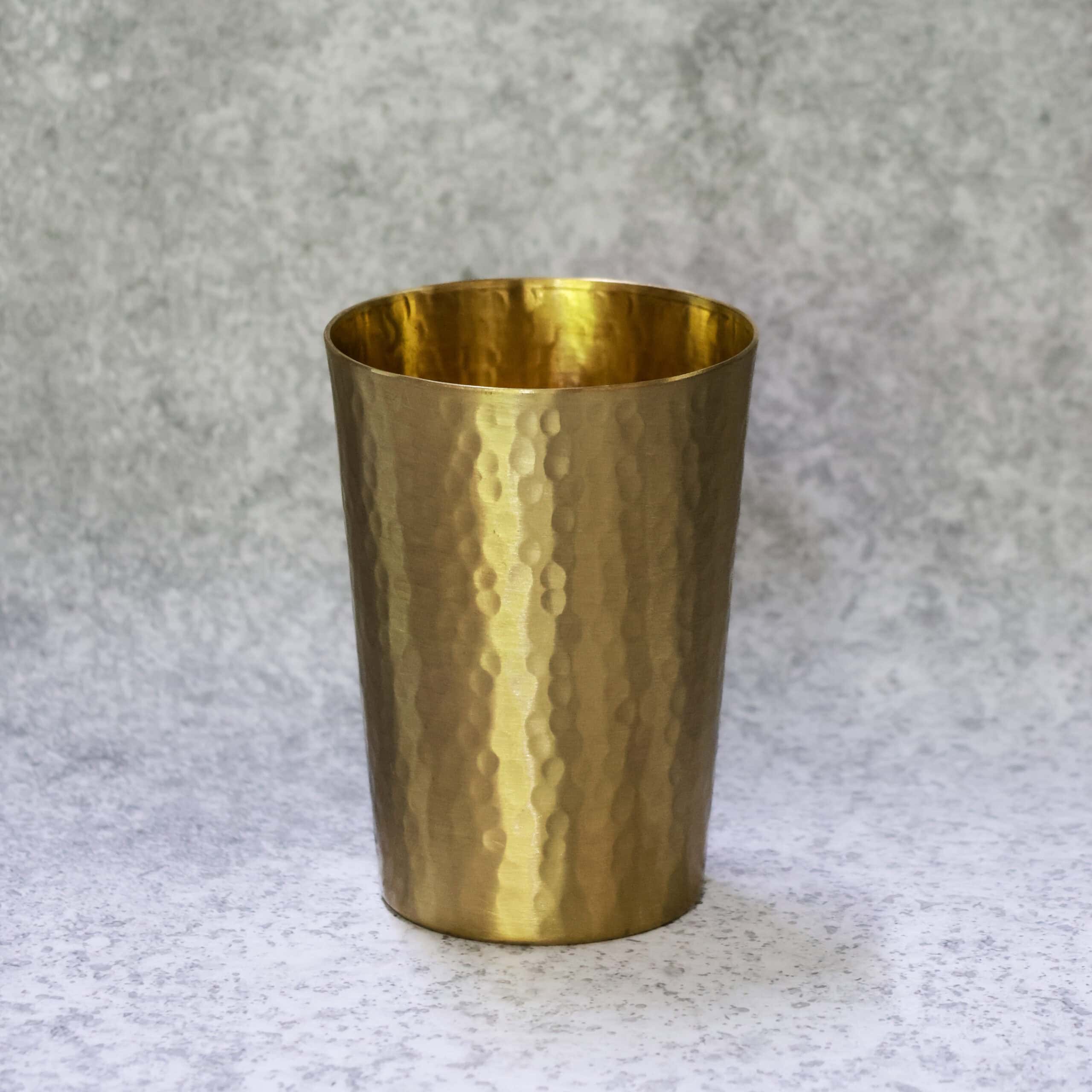 4.5″ Hammered Brass Tumbler | Handcrafted Drinkware
