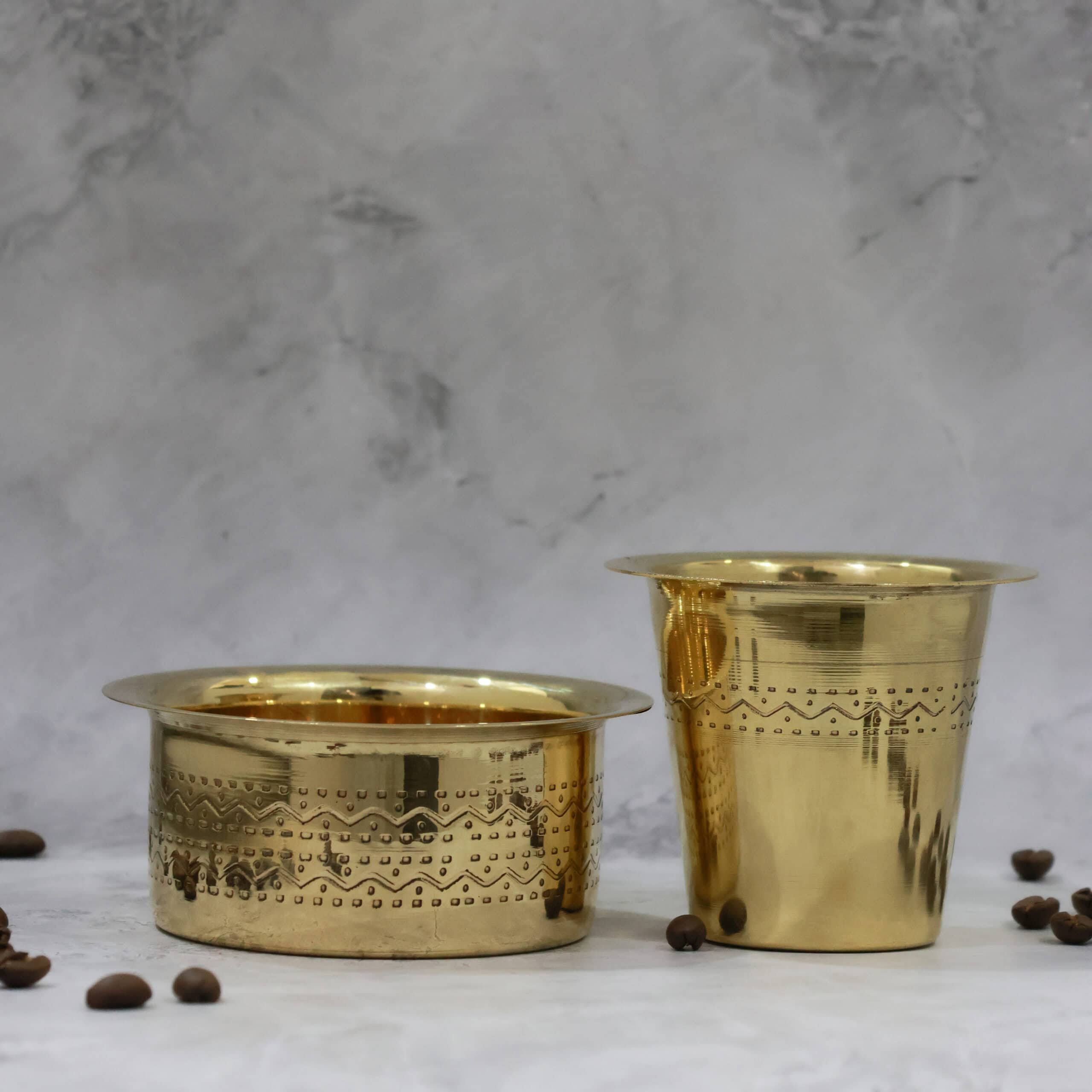 Line Engraving Brass Dabara Set | Handcrafted Brass