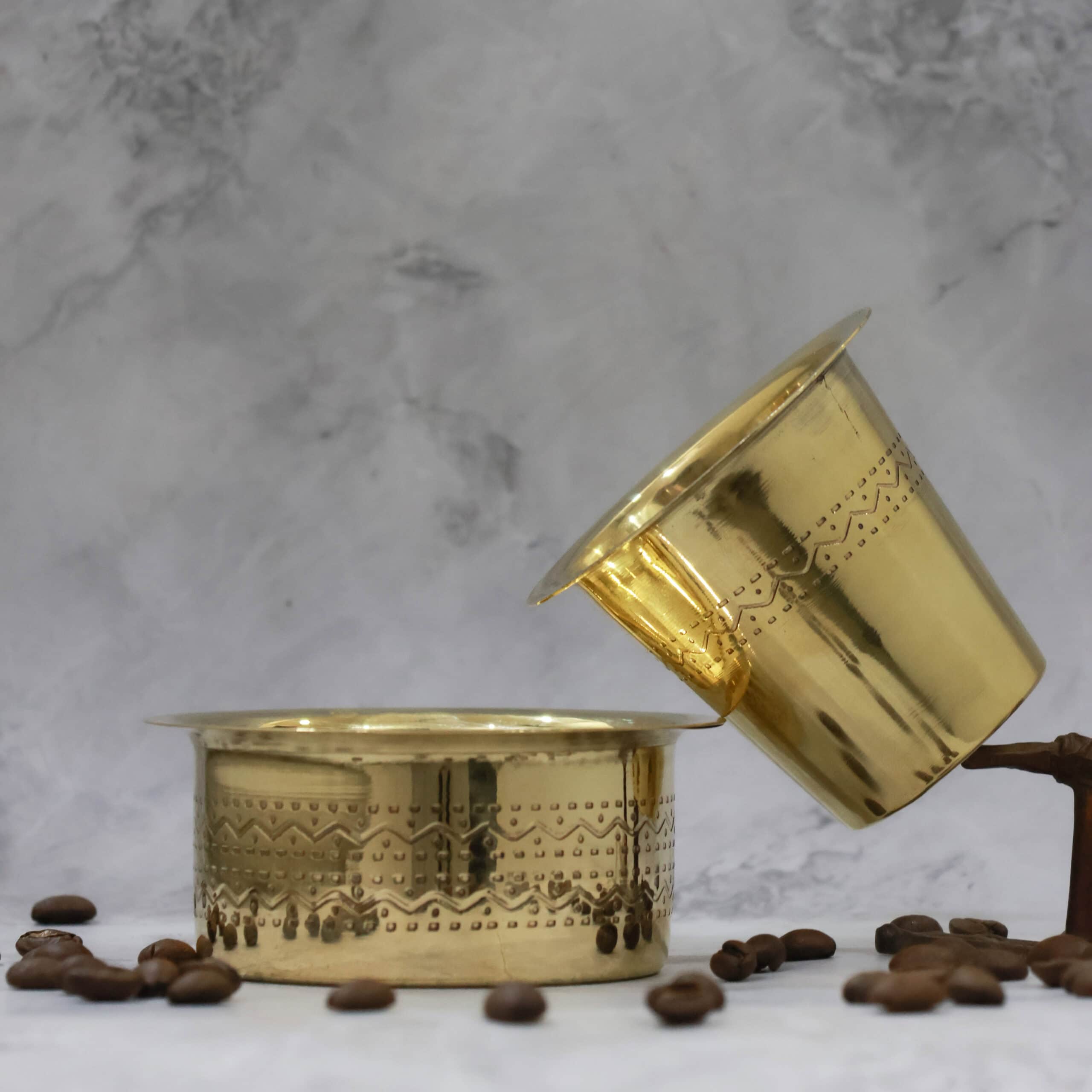 Line Engraving Brass Dabara Set | Handcrafted Brass