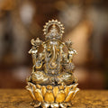 6″ Ganesha on Lotus | Super Fine Brass | Polished Finish