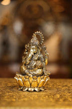 6″ Ganesha on Lotus | Super Fine Brass | Polished Finish — view 3