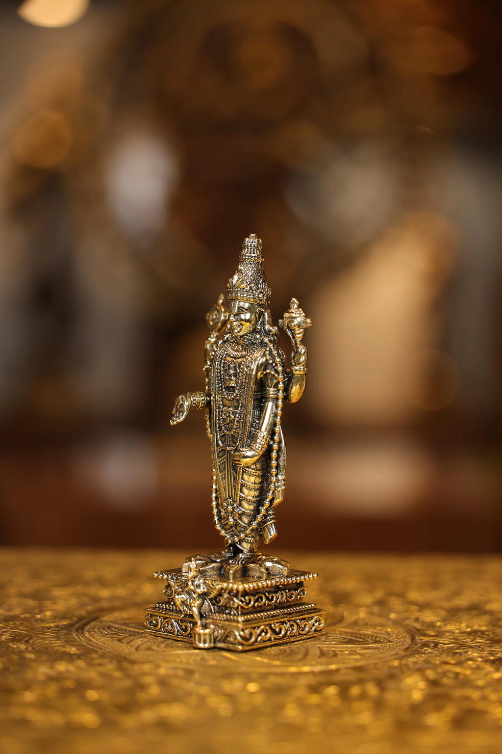 5.5″ Balaji Standing with Garudan Square Base | Super Fine Brass | Polished Finish — view 3