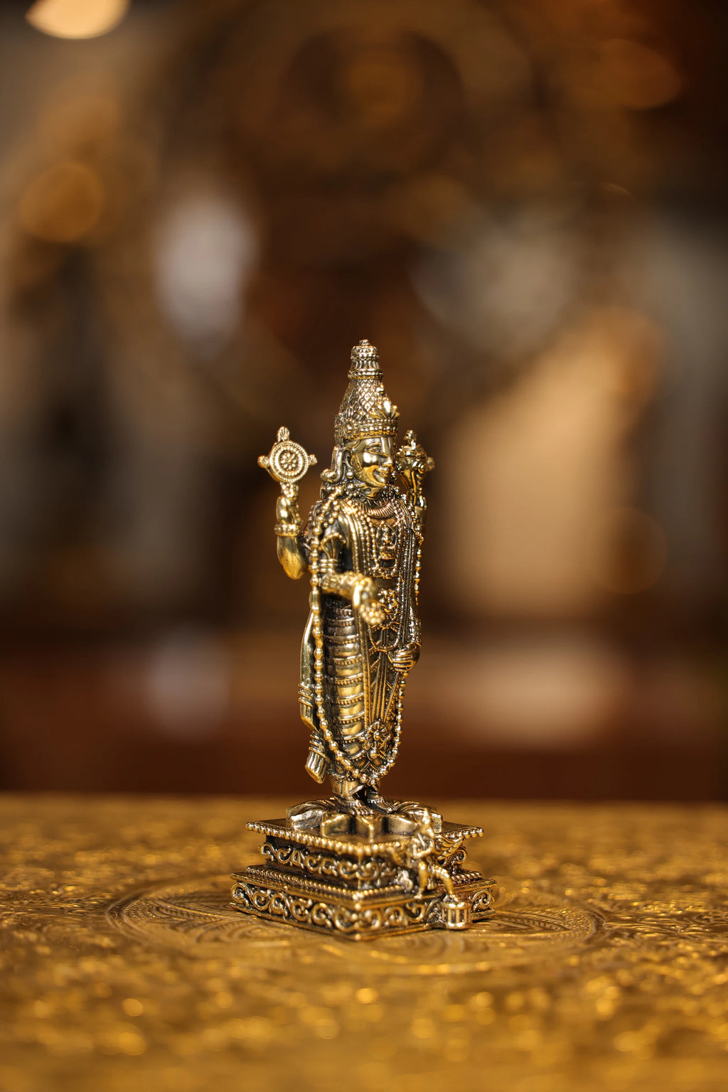 5.5″ Balaji Standing with Garudan Square Base | Super Fine Brass | Polished Finish — view 4