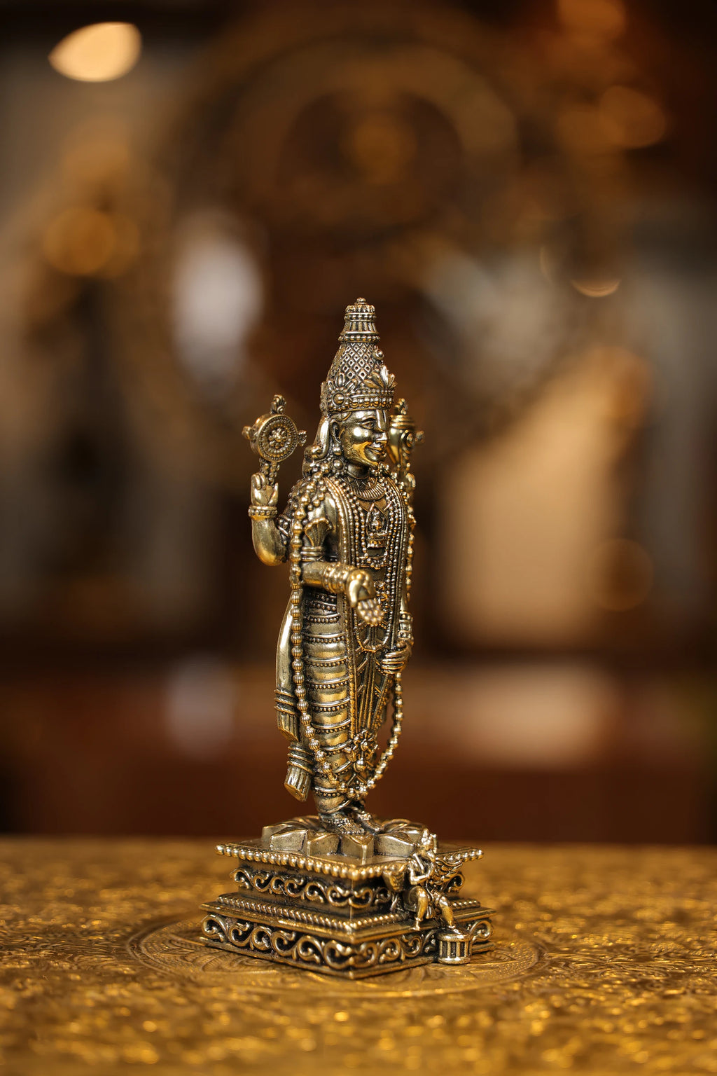 7″ Tirupathi Balaji with Garudan Square Base | Super Fine Brass | Polished Finish — view 5