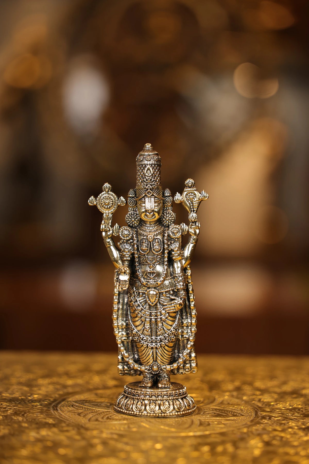 6″ Tirupathi Balaji Round Base | Super Fine Brass | Polished Finish