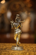 7″ Flute Krishna Round Base | Super Fine Brass | Polished Finish — view 5