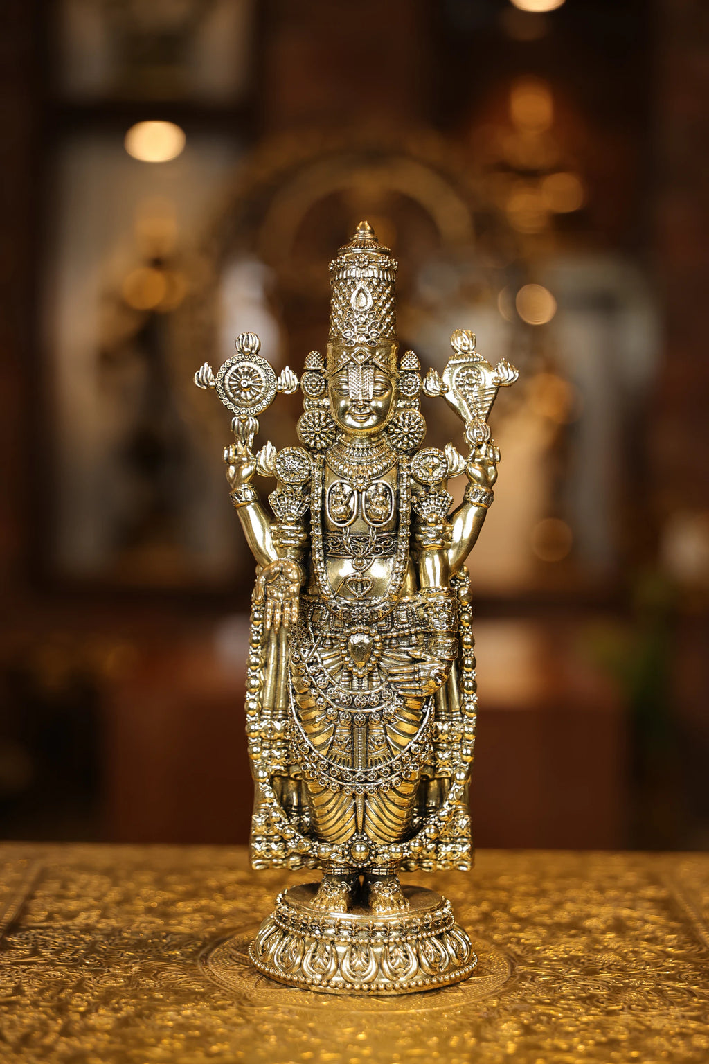 11″ Tirupathi Balaji Round Base | Super Fine Brass | Polished Finish