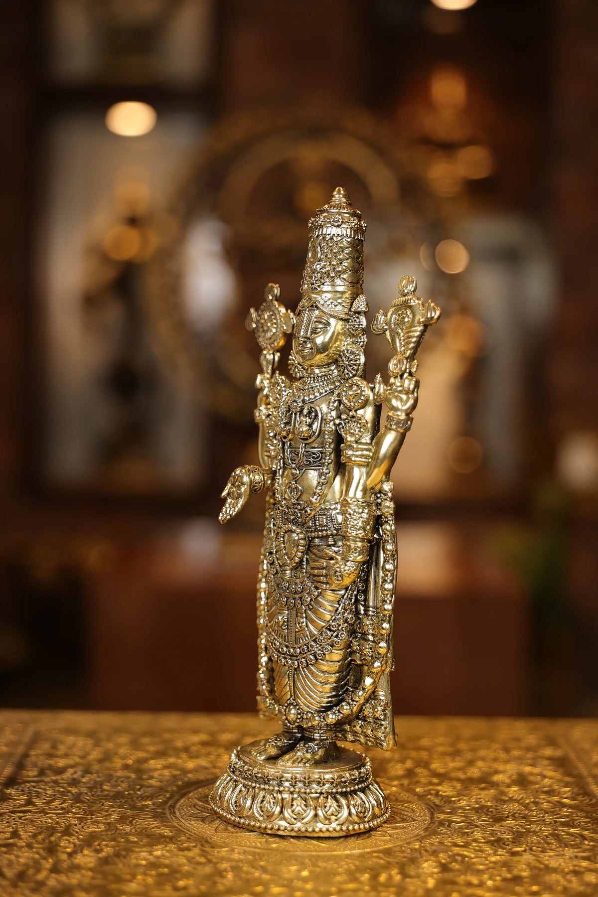 11″ Tirupathi Balaji Round Base | Super Fine Brass | Polished Finish — view 3