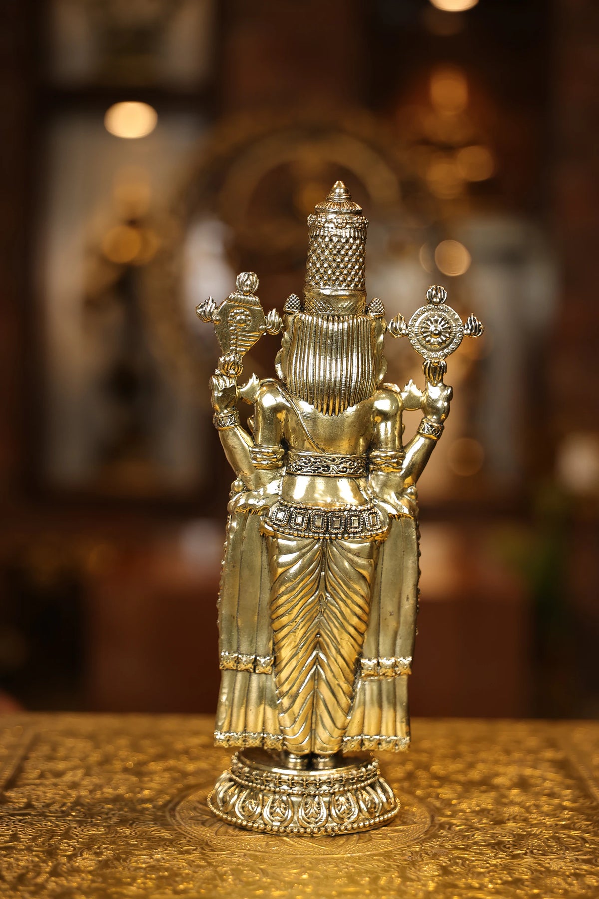 11″ Tirupathi Balaji Round Base | Super Fine Brass | Polished Finish — view 4