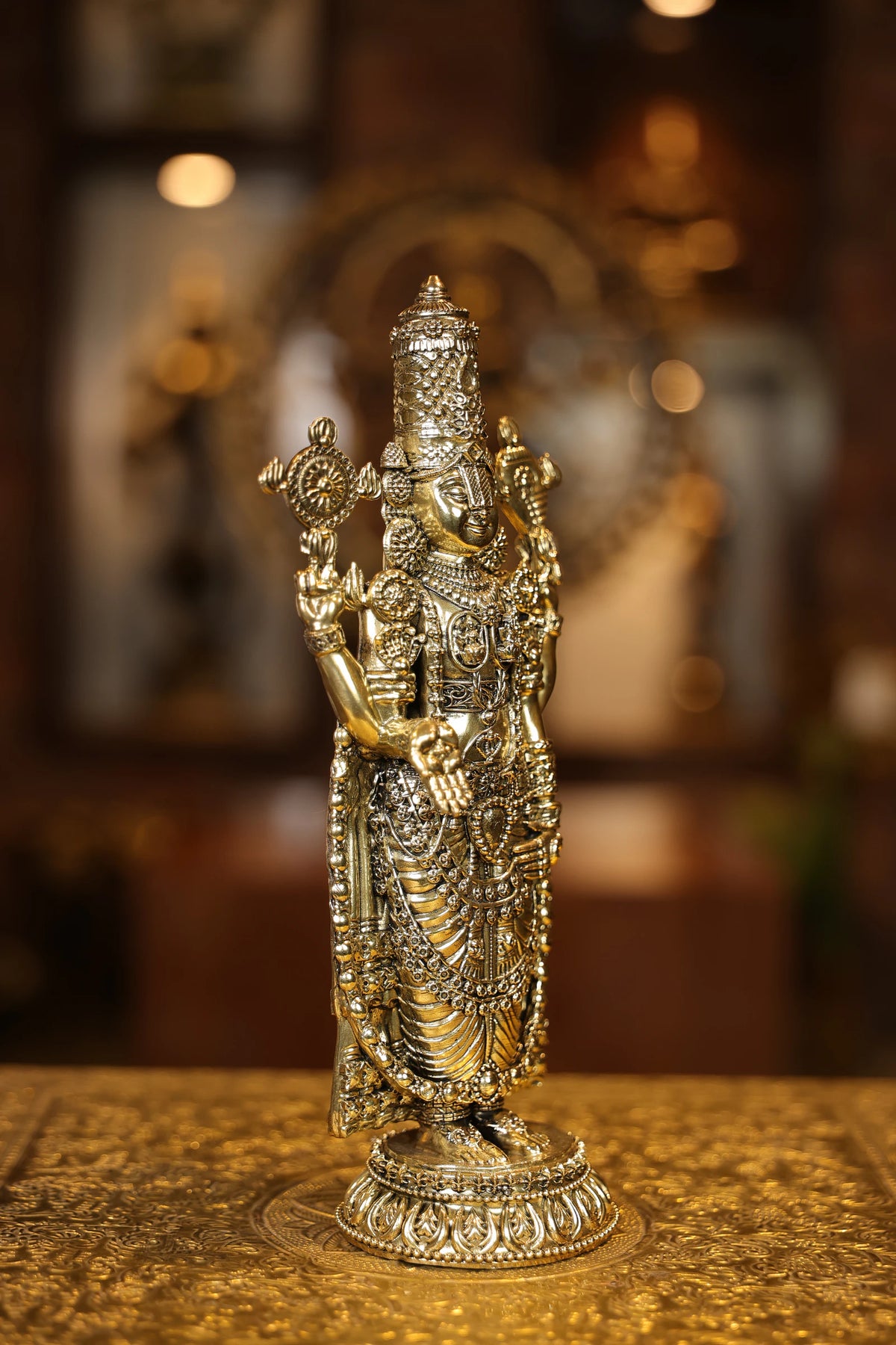 11″ Tirupathi Balaji Round Base | Super Fine Brass | Polished Finish — view 5