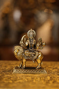 5″ Maa Durga on Lion with Base | Super Fine Brass | Polished Finish