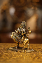 5″ Maa Durga on Lion with Base | Super Fine Brass | Polished Finish — view 3