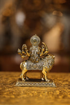 5″ Maa Durga on Lion with Base | Super Fine Brass | Polished Finish — view 4