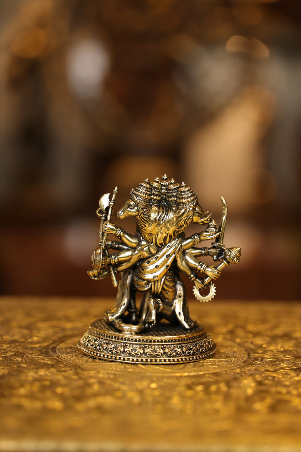 4″ Panchamuki Hanuman Kneeling | Super Fine Brass | Polished Finish — view 5