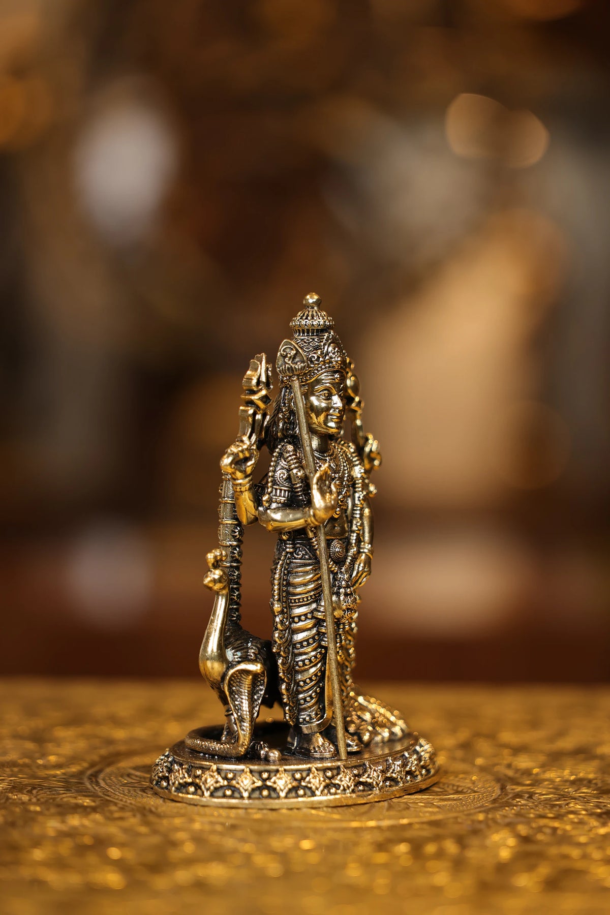 6″ Murugan with Peacock | Super Fine Brass | Polished Finish — view 4
