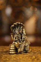 5″ Vishnu Lakshmi sitting on Snake | Super Fine Brass — view 4