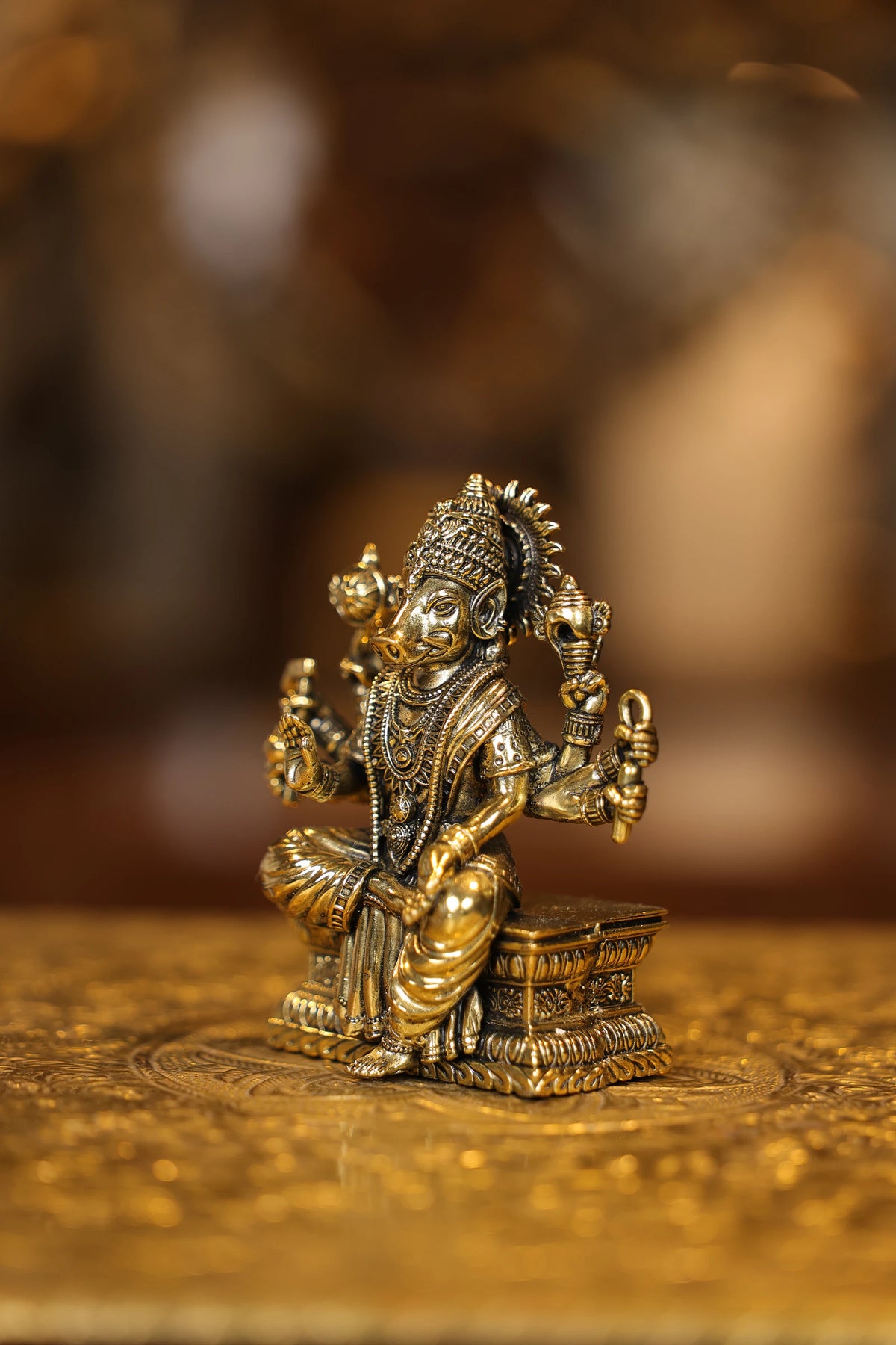 4″ Varagi Amman Sitting | Super Fine Brass | Polished Finish — view 3