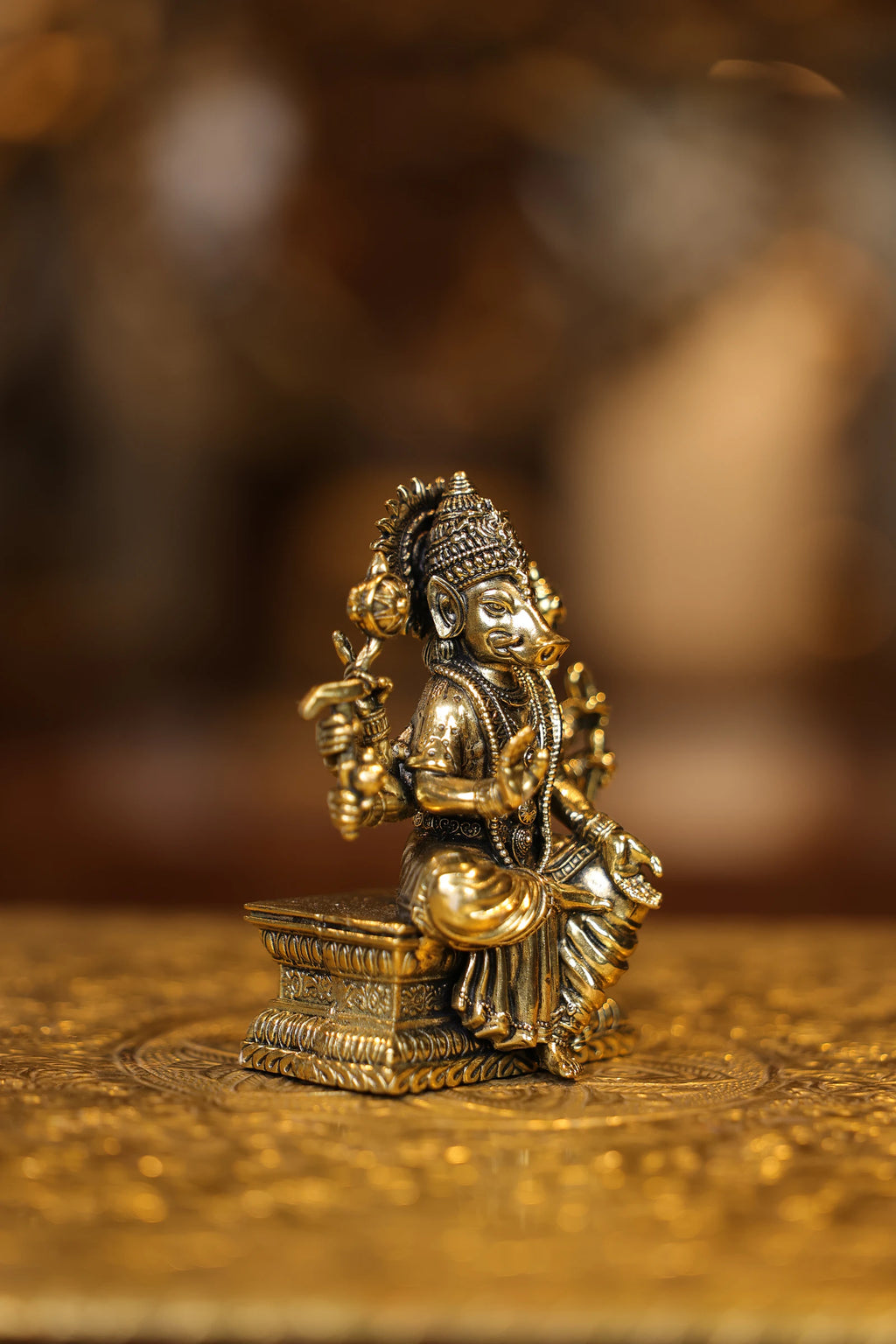 4″ Varagi Amman Sitting | Super Fine Brass | Polished Finish — view 4