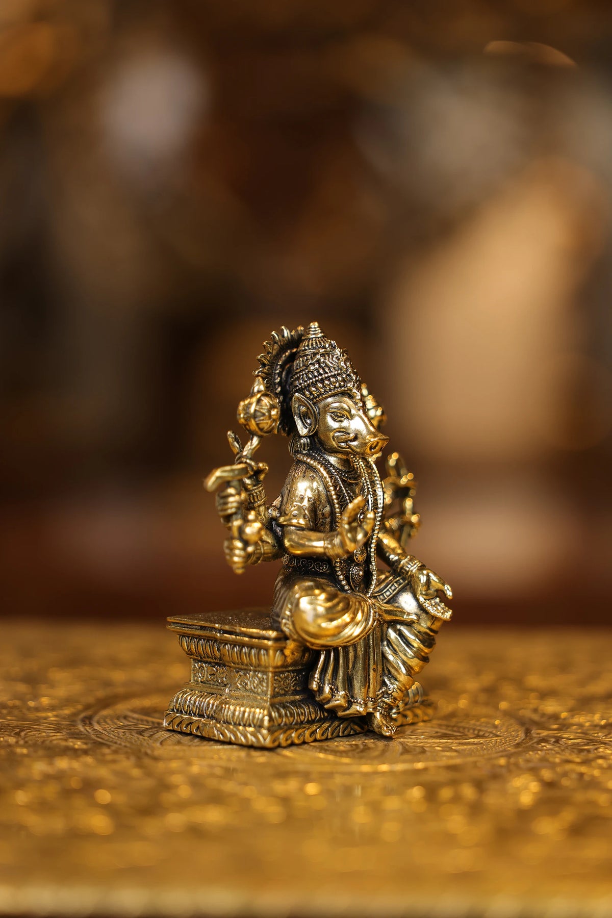 4″ Varagi Amman Sitting | Super Fine Brass | Polished Finish — view 4