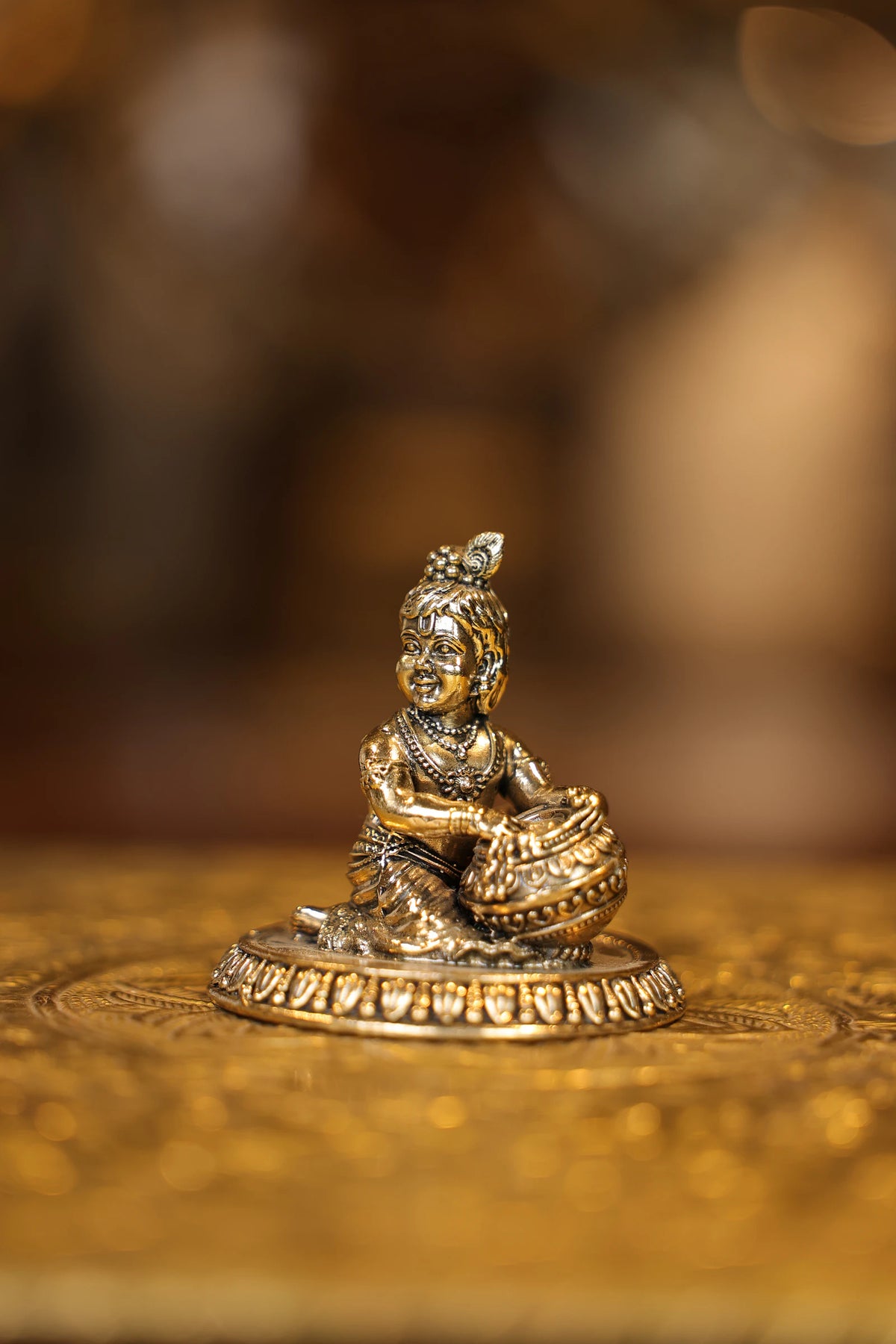 3″ Sitting Butter Krishana | Super Fine Brass | Polished Finish — view 3