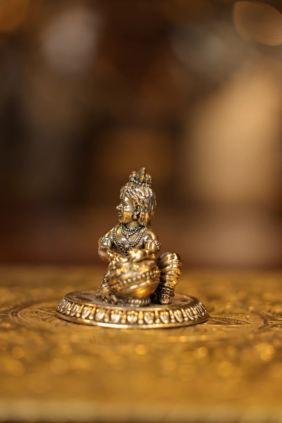 3″ Sitting Butter Krishana | Super Fine Brass | Polished Finish — view 4