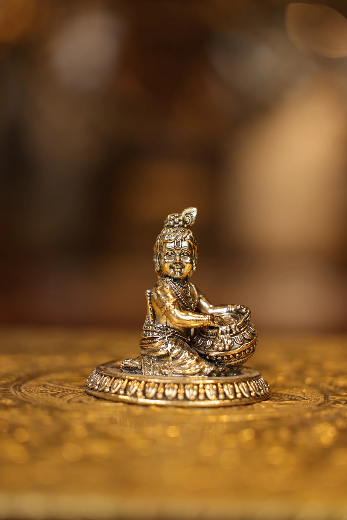 3″ Sitting Butter Krishana | Super Fine Brass | Polished Finish