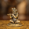 3″ Sitting Baby Flute Krishna | Super Fine Brass | Polished Finish