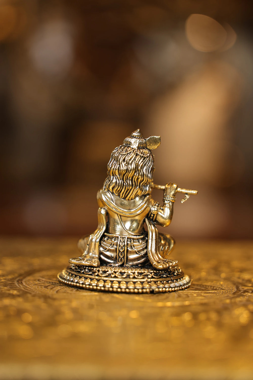 3″ Sitting Baby Flute Krishna | Super Fine Brass | Polished Finish — view 5