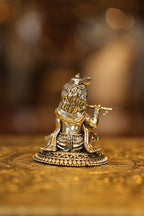 3″ Sitting Baby Flute Krishna | Super Fine Brass | Polished Finish — view 5