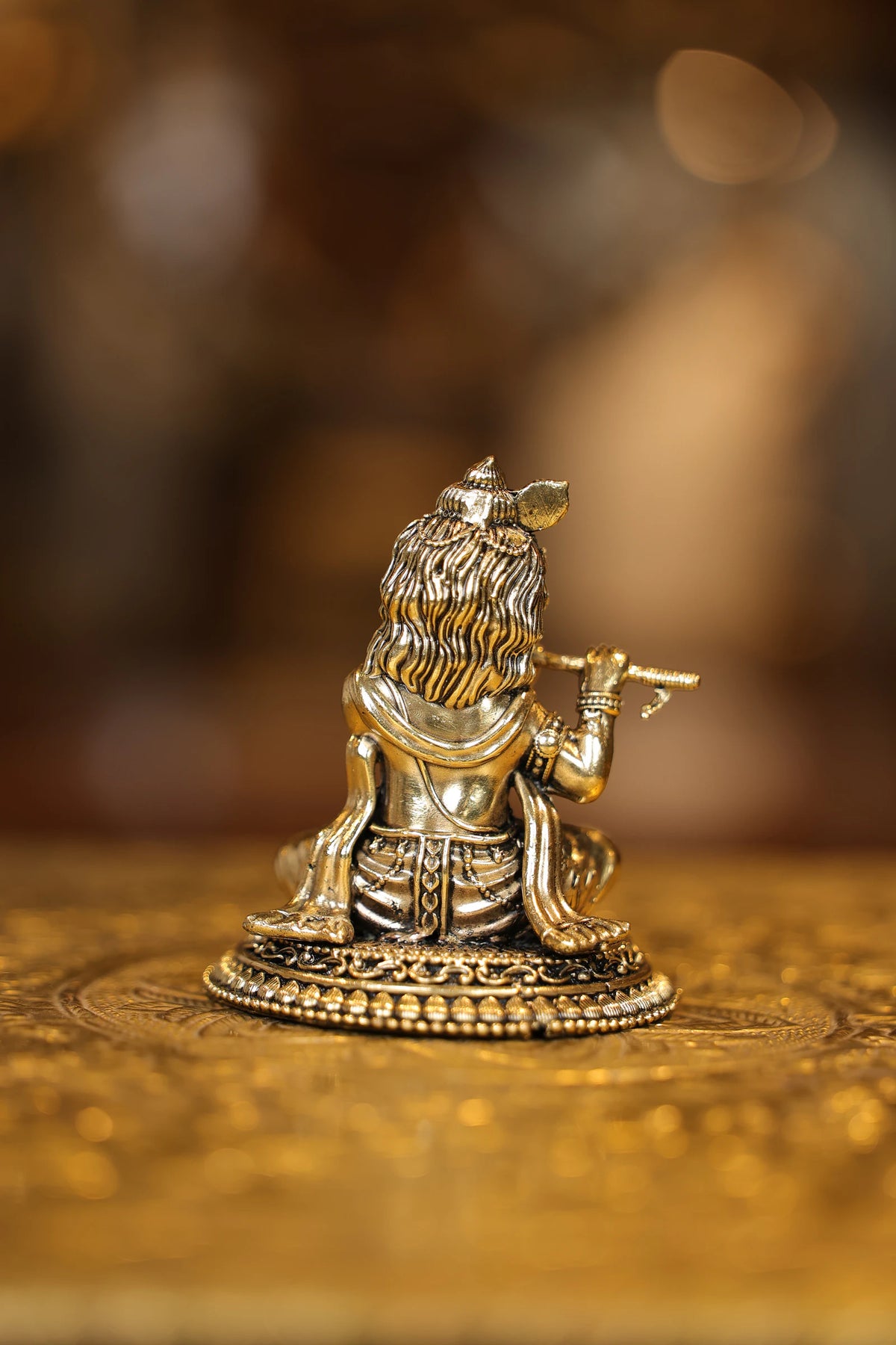 3″ Sitting Baby Flute Krishna | Super Fine Brass | Polished Finish — view 5
