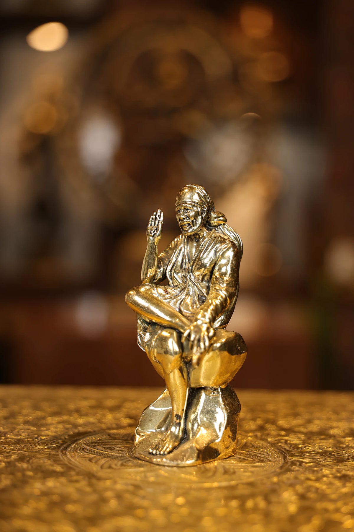 6″ Sitting Saibaba | Super Fine Brass | Polished Finish — view 3