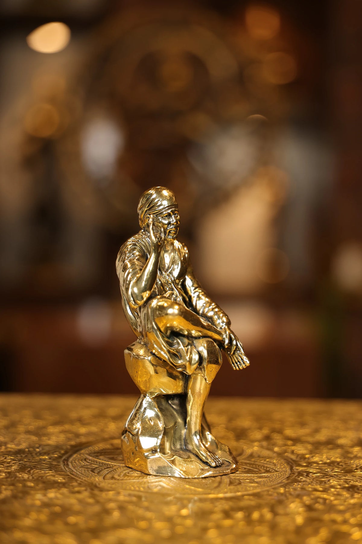 6″ Sitting Saibaba | Super Fine Brass | Polished Finish — view 4