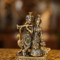 6″ Radha Krishna Standing with Peacock | Super Fine Brass | Polished Finish
