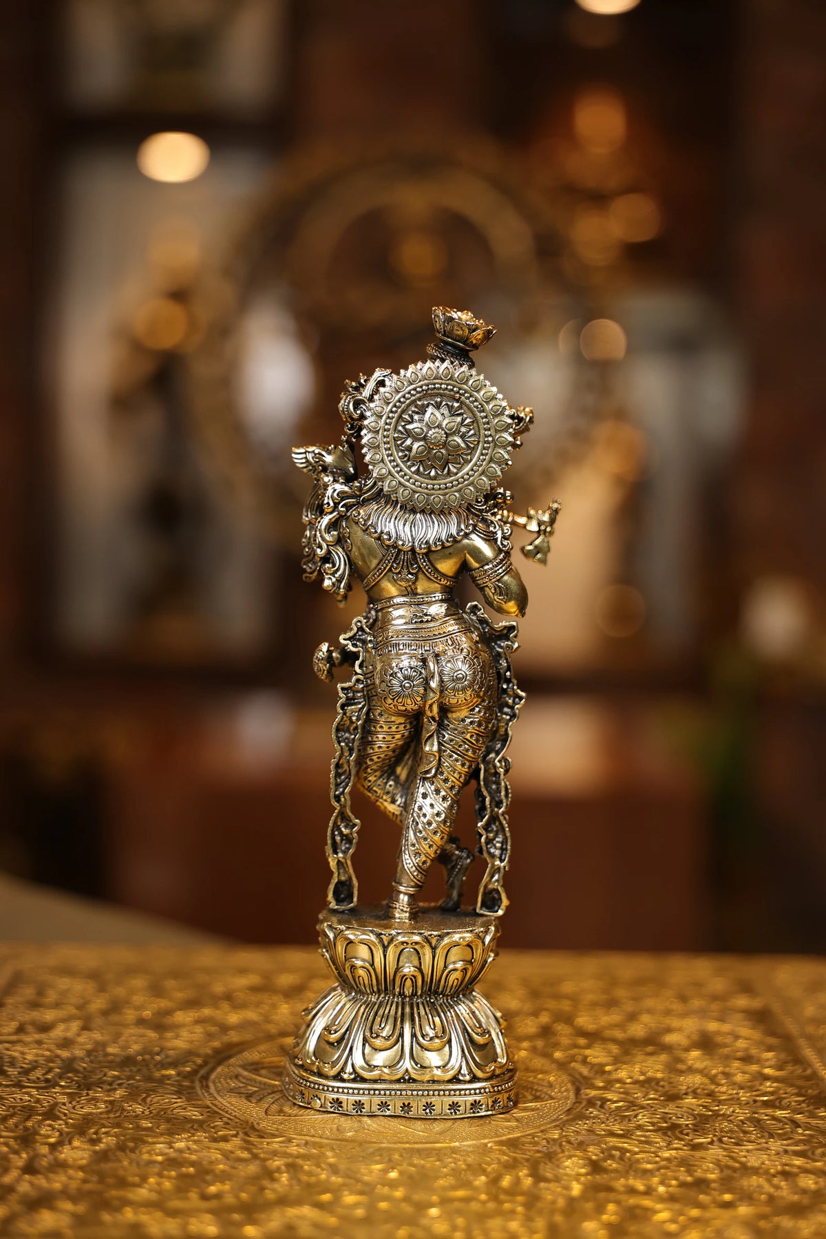 9″ Standing Krishna with Flute | Super Fine Brass | Polished Finish — view 6