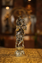9″ Standing Krishna with Flute | Super Fine Brass | Polished Finish — view 5