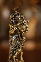 9″ Standing Krishna with Flute | Super Fine Brass | Polished Finish — view 3